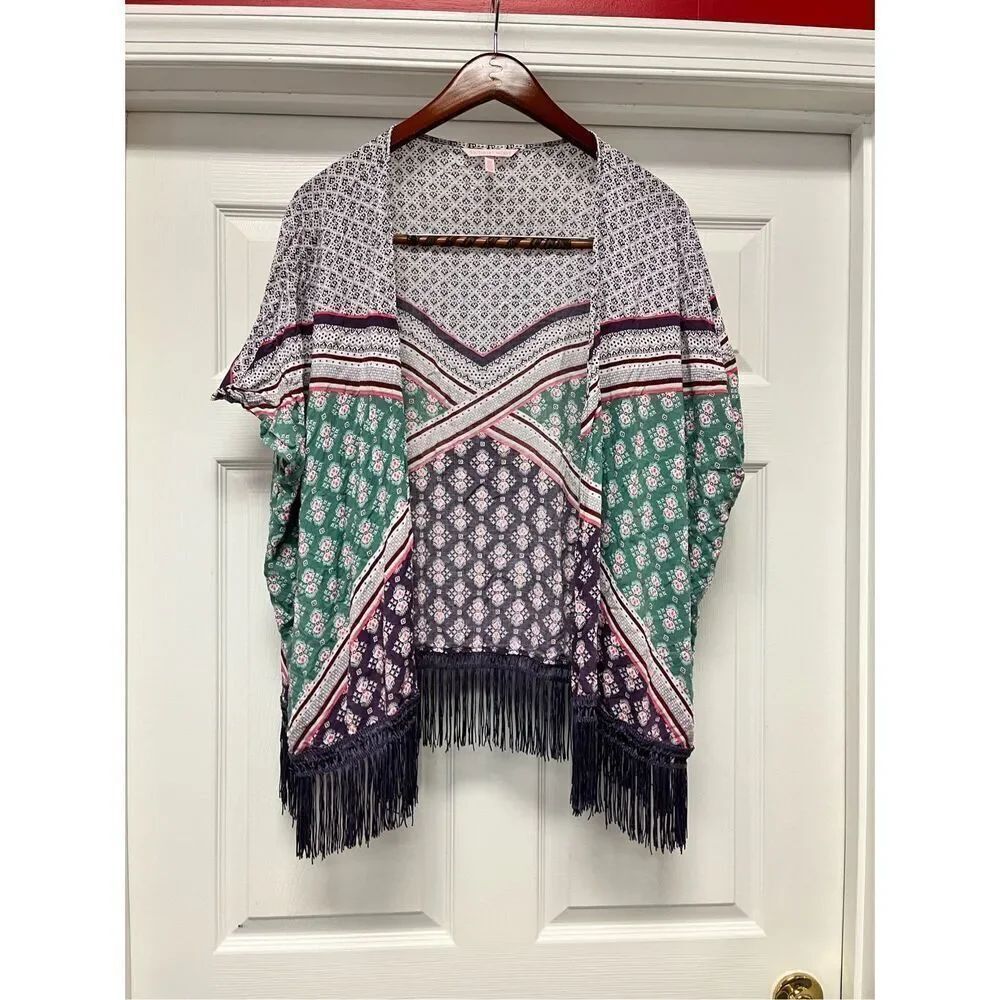 Victoria’s Secret Patchwork Purple Fringe Kimono XS/S EUC
